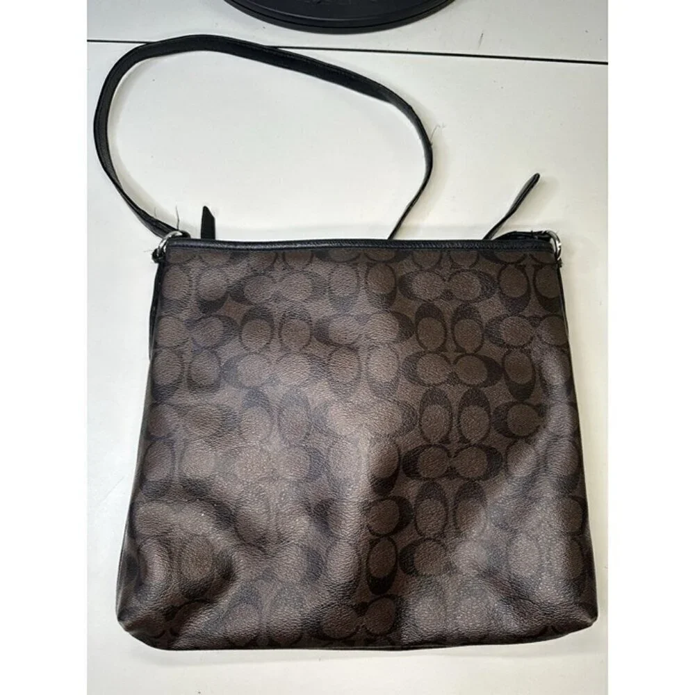 Coach Crossbody Leather Bag - Dark Brown